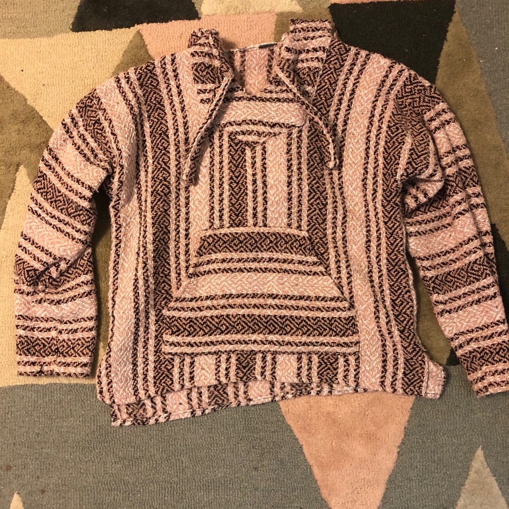Black and pink drug rug pullover